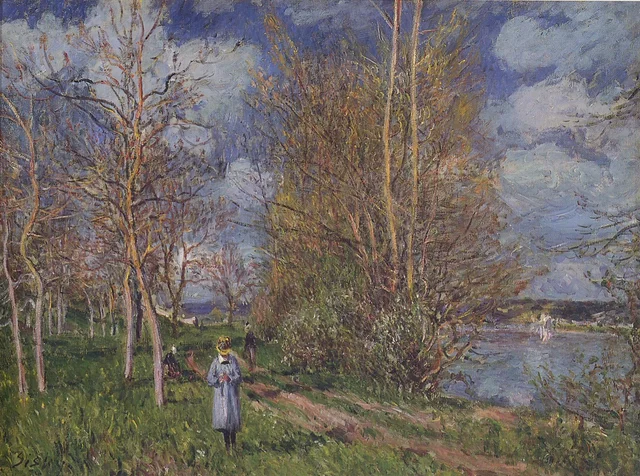 Los Petits Prés en primavera, By, Alfred Sisley
