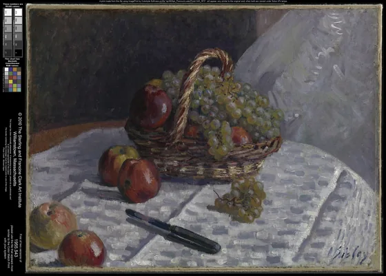Nature morte, pommes et raisins