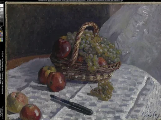 Nature morte, pommes et raisins
