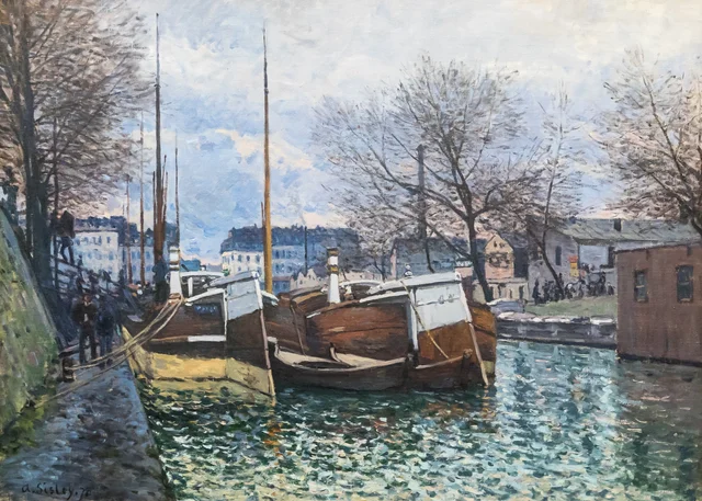 Gabarras en el canal Saint-Martin, Alfred Sisley