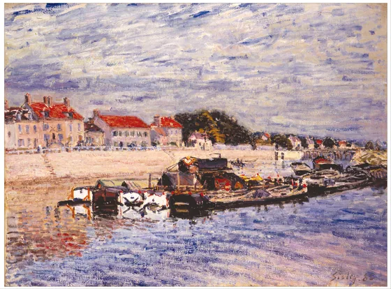Péniches sur le Loing à Saint-Mammès