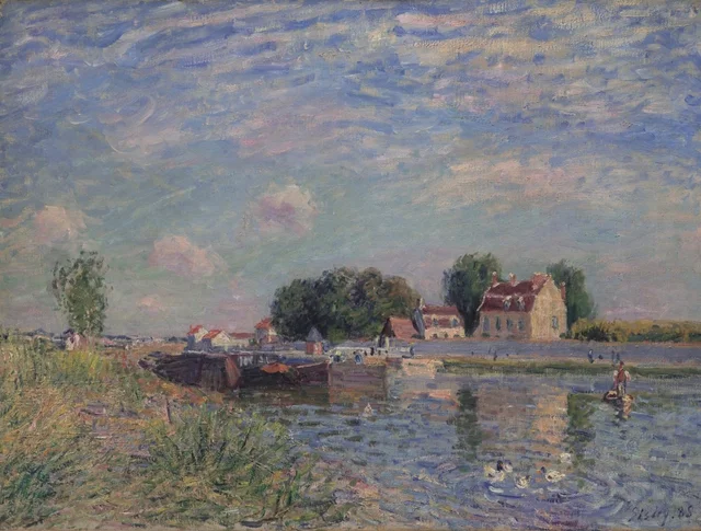 Saint-Mammès, patos en el canal, Alfred Sisley