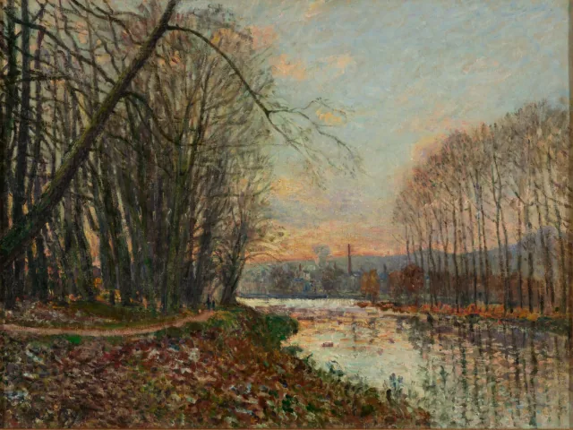 Pôr do sol no inverno (O Sena em Saint-Mammès), Alfred Sisley