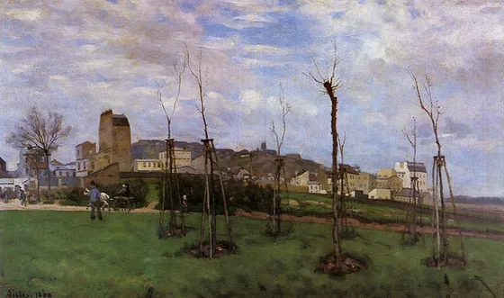 Vue de Montmartre, depuis la Cité des Fleurs aux Batignolles