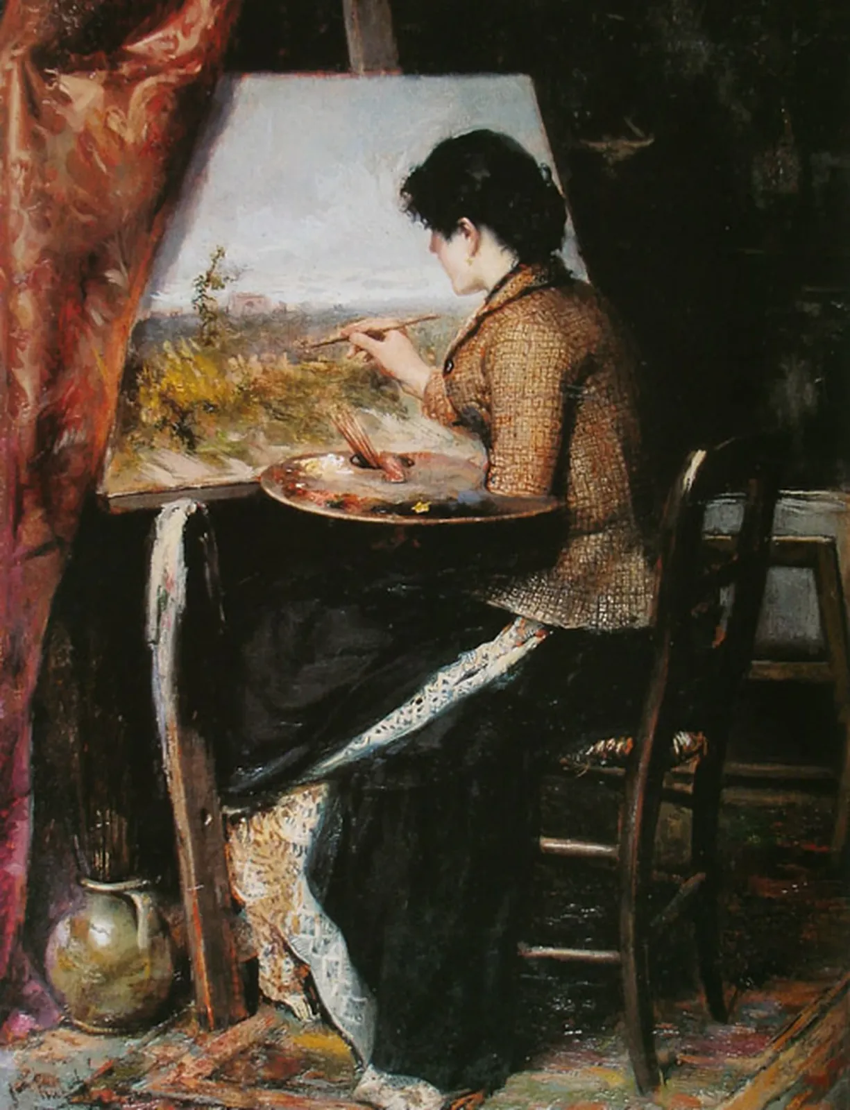No ateliê, Almeida Júnior