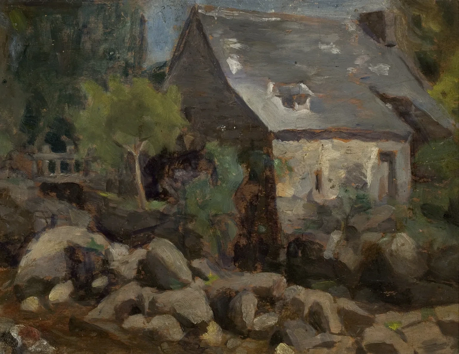 Paisagem rústica com ponte e casa, Almeida Júnior
