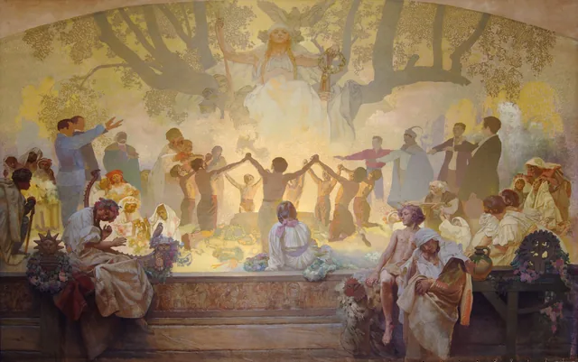 The Oath of the Omladina under the Slavic Linden, Alphonse Mucha