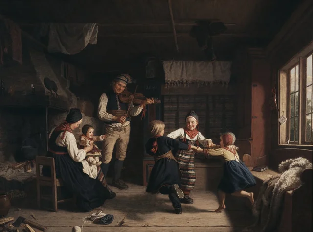 Sunday Evening in a Farmhouse in Dalecarlia, Amalia Lindegren