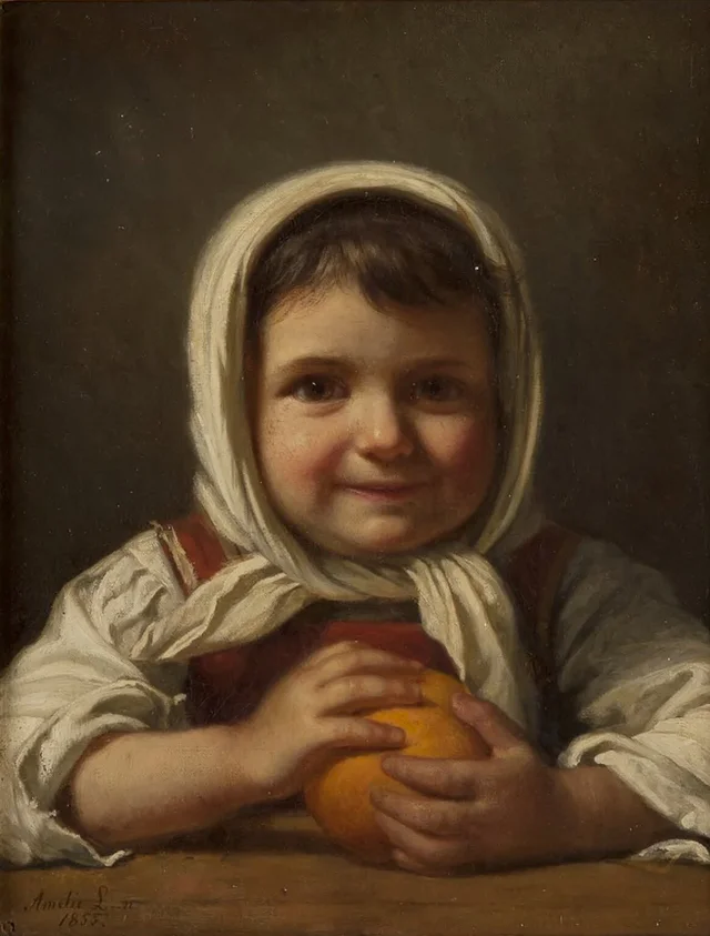 Niña con naranja, Amalia Lindegren