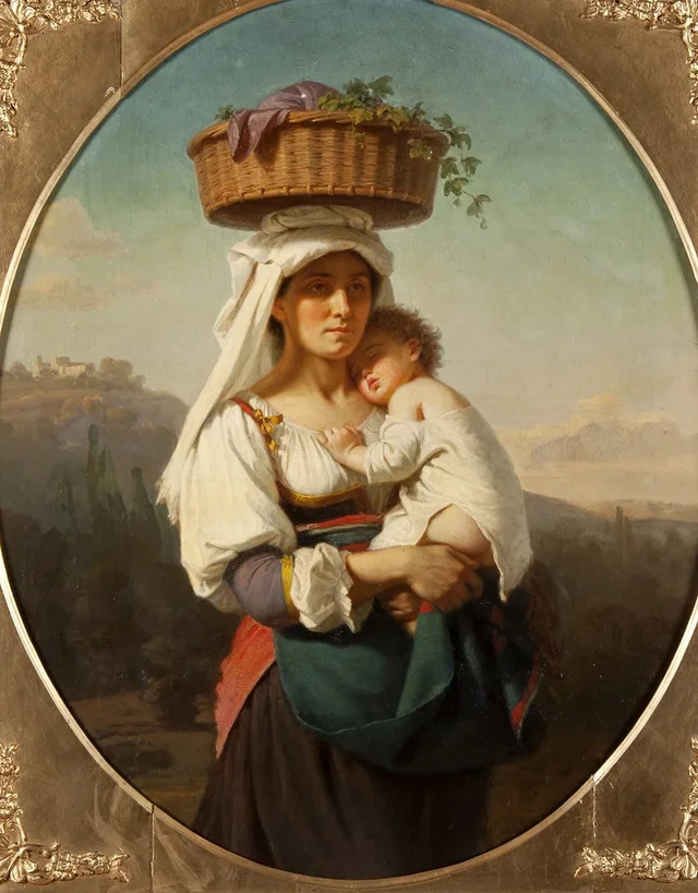 子どもを抱くイタリアの母