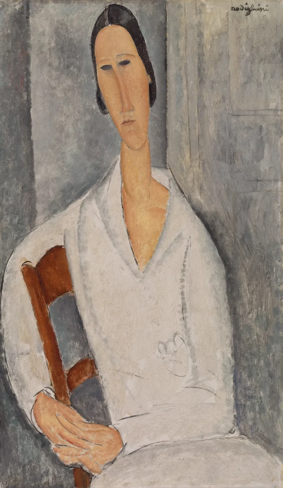 Madame Hanka Zborowska accoudée à une chaise, Amedeo Modigliani