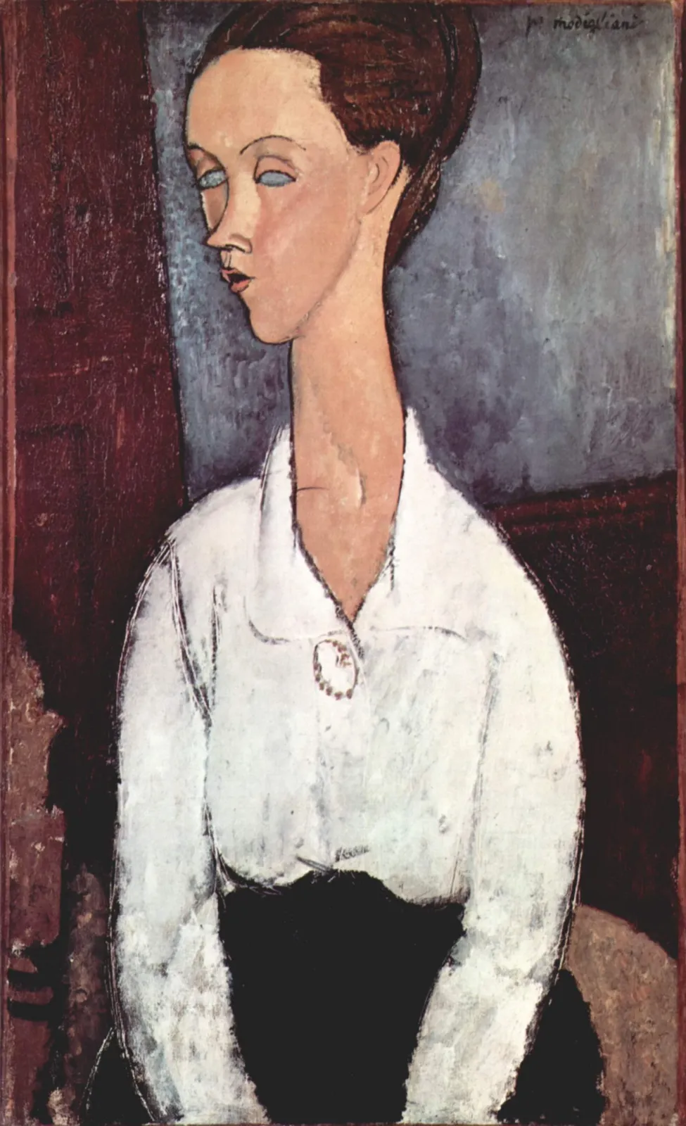 Portrait de Lunia Czechowska en chemisier blanc, Amedeo Modigliani
