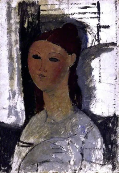 Portrait of a young woman, seated