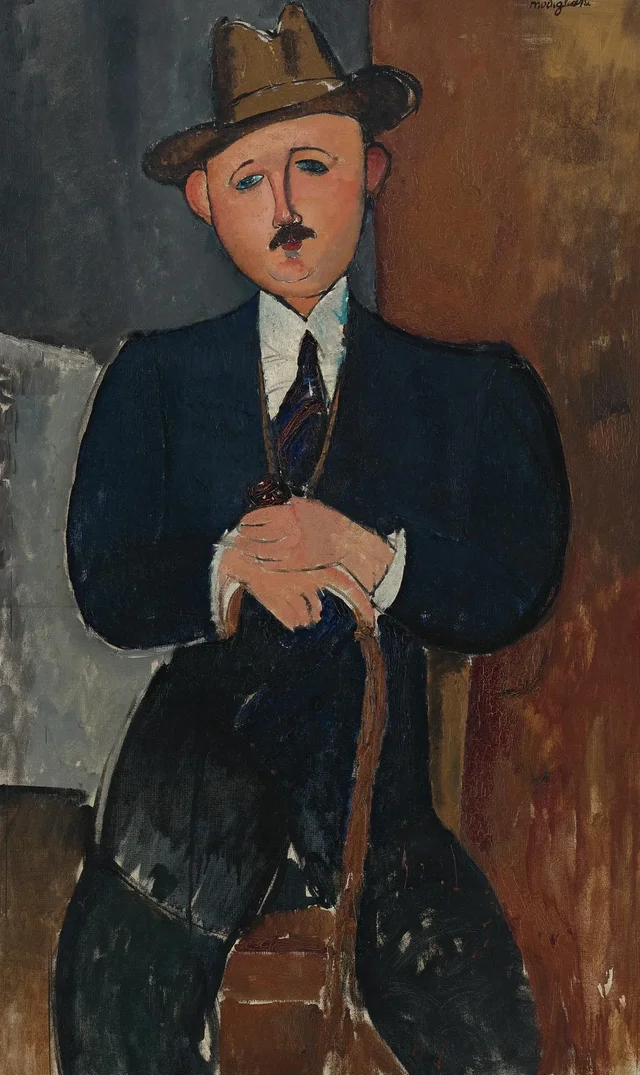 Homme assis (appuyé sur une canne), Amedeo Modigliani