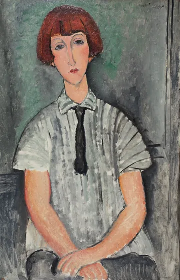 Jeune femme à la chemise rayée