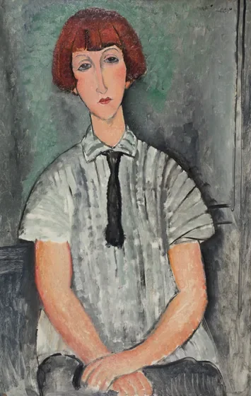 Jeune femme à la chemise rayée