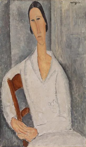 Madame Hanka Zborowska accoudée à une chaise