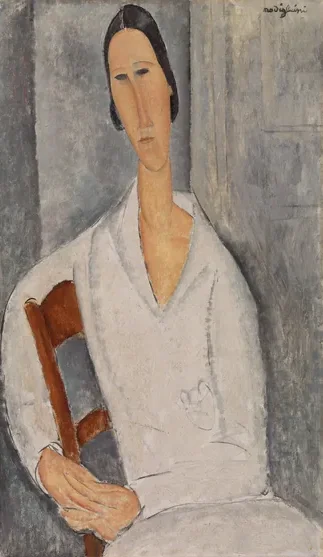 Madame Hanka Zborowska accoudée à une chaise