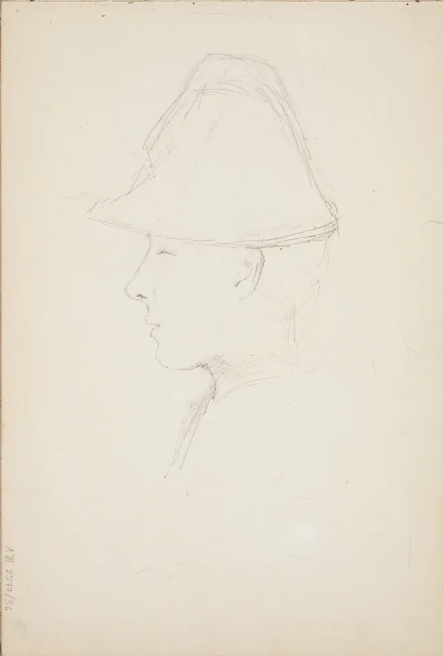 Cabeça de mulher de chapéu, de perfil, Amélie Lundahl