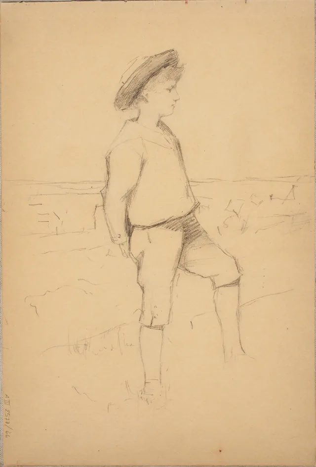Menino de calções, de pé de lado, Amélie Lundahl