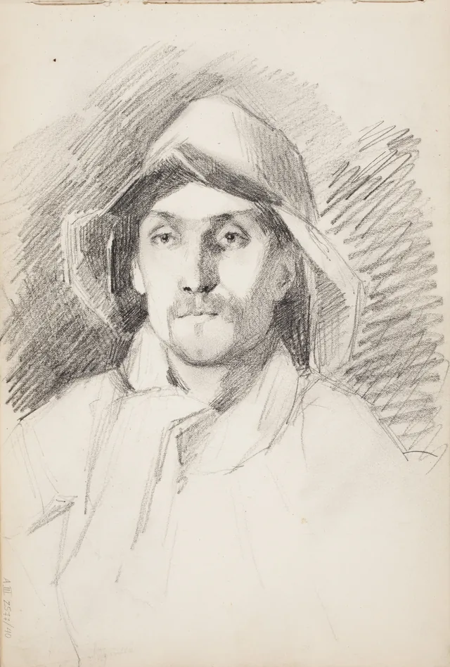Homem com chapéu de oleado, busto, Amélie Lundahl