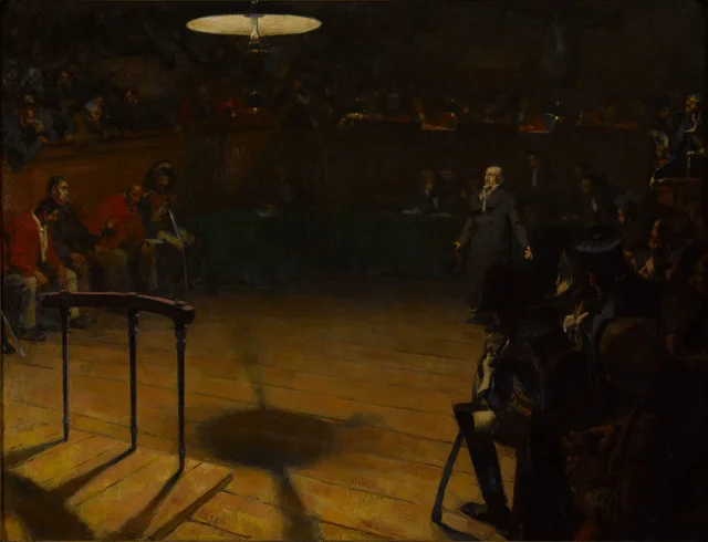 Jean Valjean ante el tribunal de Arras (Los miserables), André Devambez