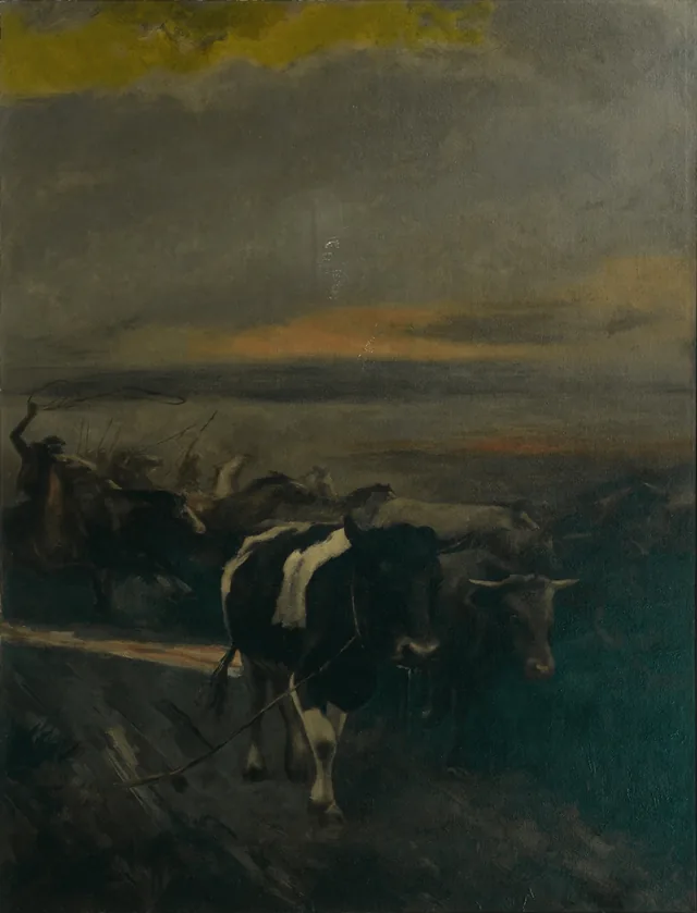 Indians with a Herd of Horses and Oxen