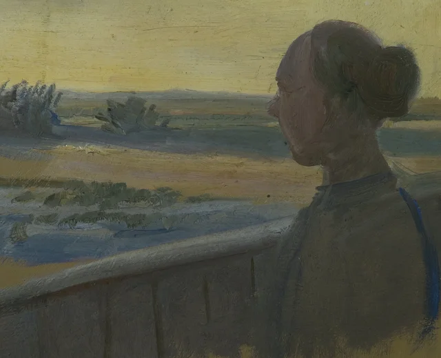 Mulher perto de uma cerca de tábuas, Anna Ancher