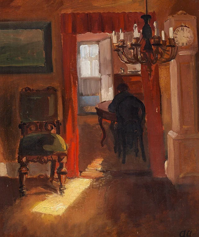 Interior de Skagen com um raio de sol no chão