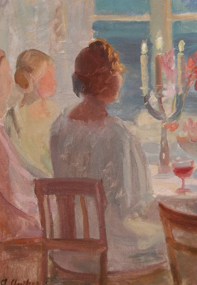 Moças à mesa no quarto norte