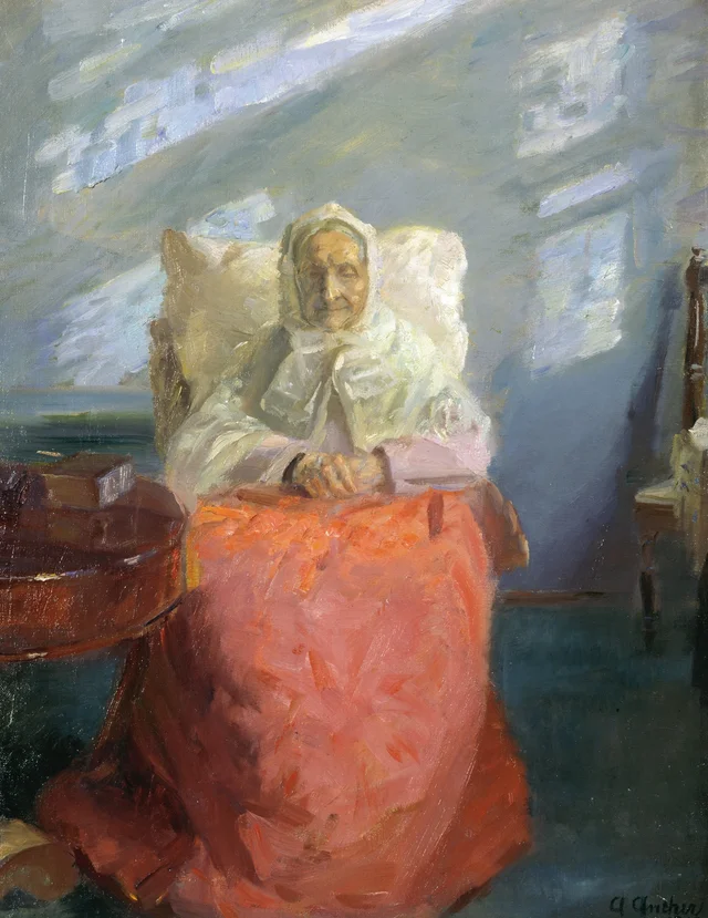 Madame Ane Brøndum no quarto azul, Anna Ancher