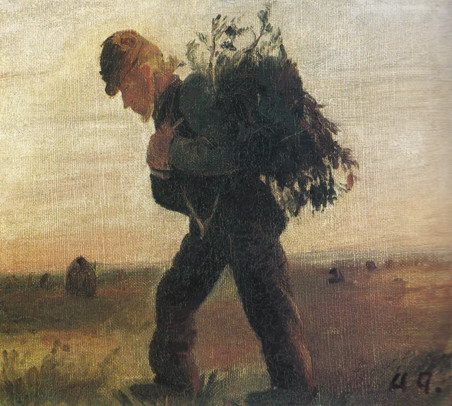 Per Bollerhus atravessando a charneca com seu feixe de galhos, Anna Ancher