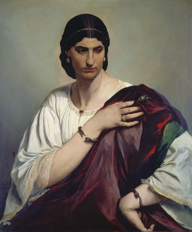 Lucrezia Borgia; Portrait of a Roman Woman in White Tunic and Red Robe