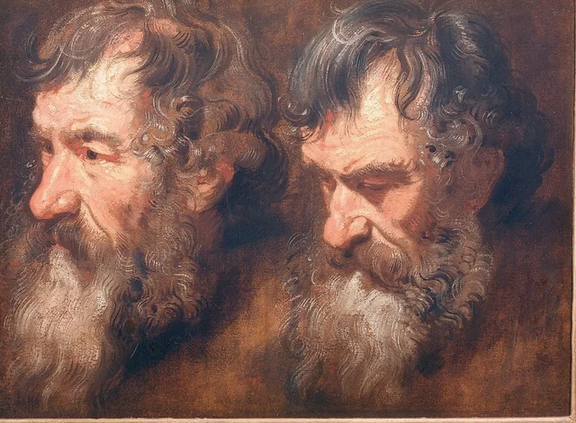 Two studies of a man's head