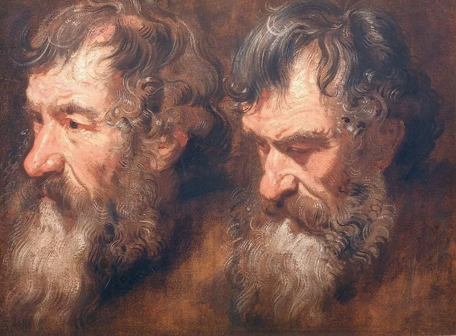 Dos estudios de cabeza de hombre