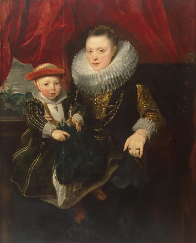 Portrait of a young woman with a child