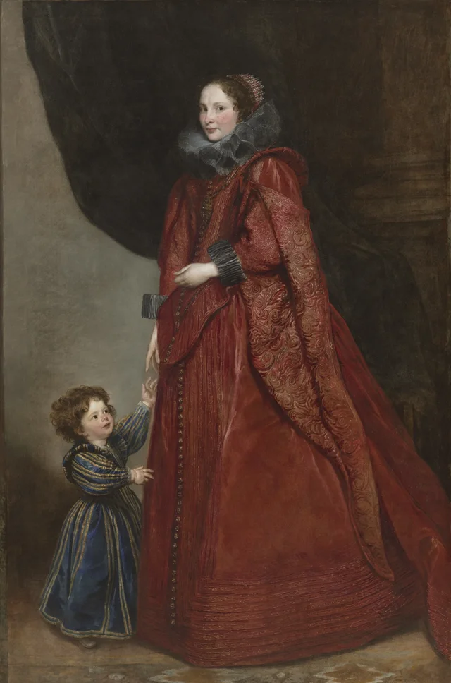 Una dama genovesa y su hijo