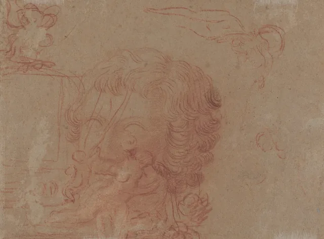 Figure Sketches and a Copy After a Sculpted Head [verso]