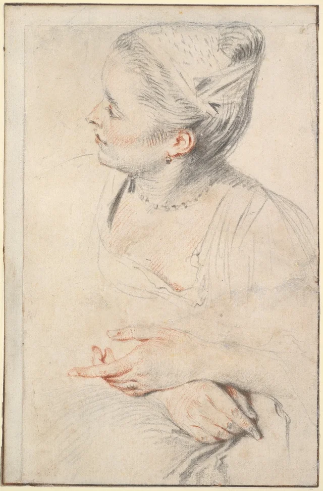 Study of a Woman's Head and Hands, Antoine Watteau
