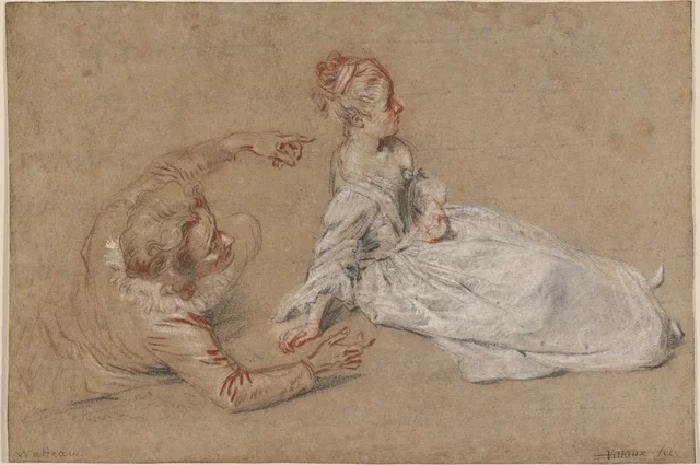 A Man Reclining and a Woman Seated on the Ground, Antoine Watteau