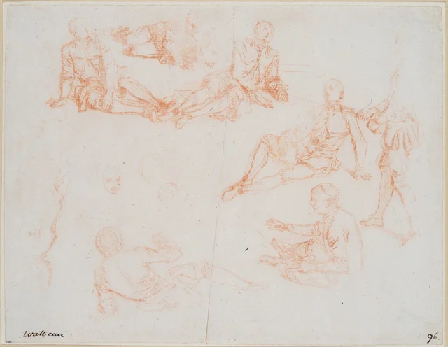 Eight Studies of a Man Standing or Semirecumbent on the Ground