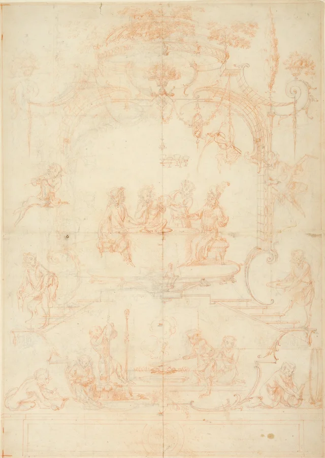 Singerie. Draft for mural decoration at Marly