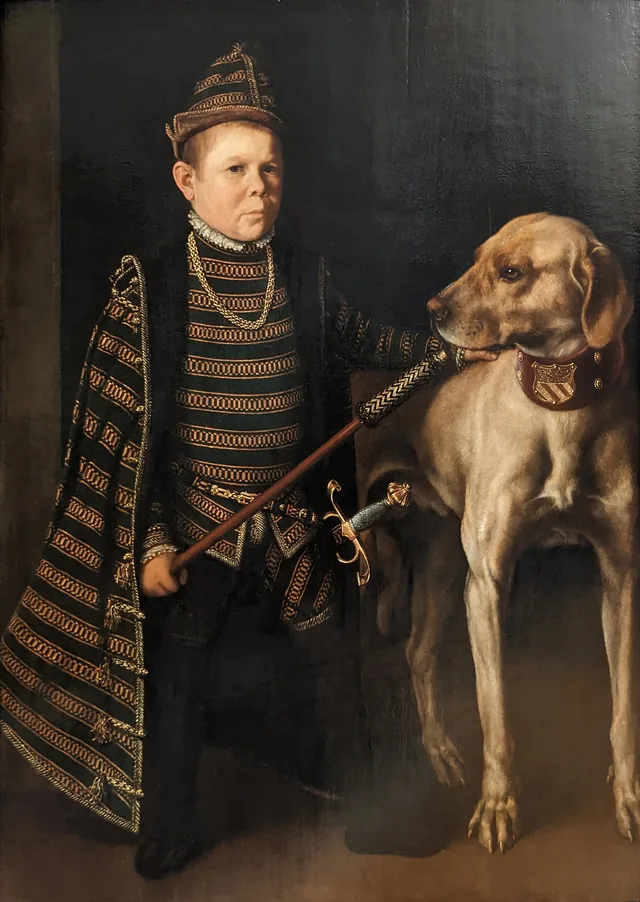 Portrait of Cardinal Granvelle's Dwarf Holding a Dog, Antonis Mor