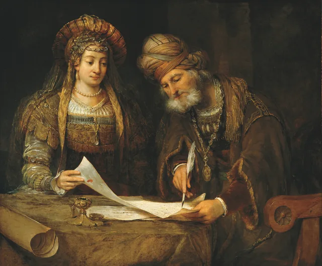 Esther and Mordecai Writing the First Letter of Purim (Esther 9:20-21)