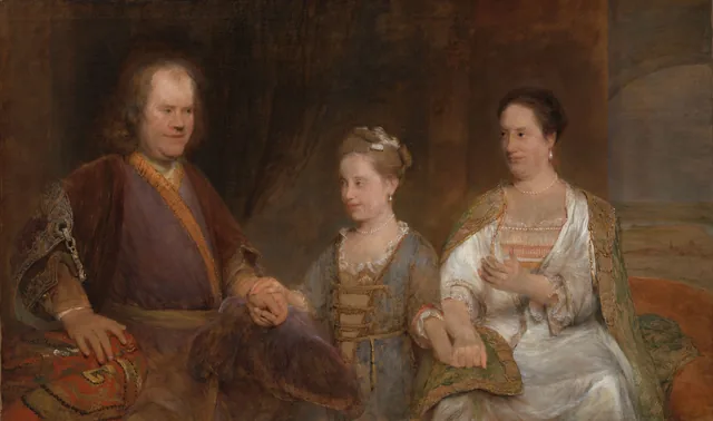 Hermanus Boerhaave (1668-1738), professeur de médecine à Leyde, avec sa femme Maria Drolenvaux (1686-1746) et leur fille Johanna Maria (1712-1791)