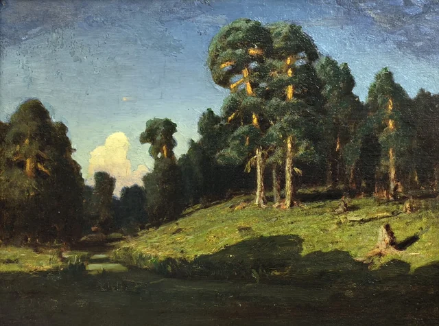 Bosque de pinos con un riachuelo, Arkhip Kouïndji