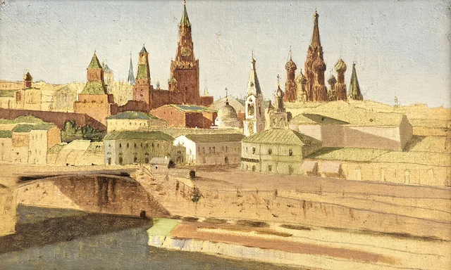 Moscow. View of the Moskvoretsky Bridge, the Kremlin and St Basil's Cathedral, Arkhip Kouïndji
