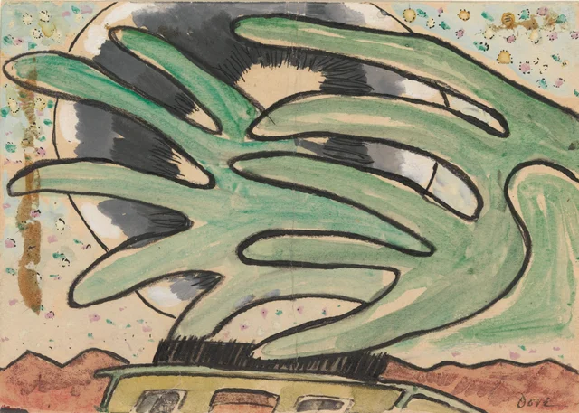 Bola de plata, barcaza y árboles, Arthur Dove