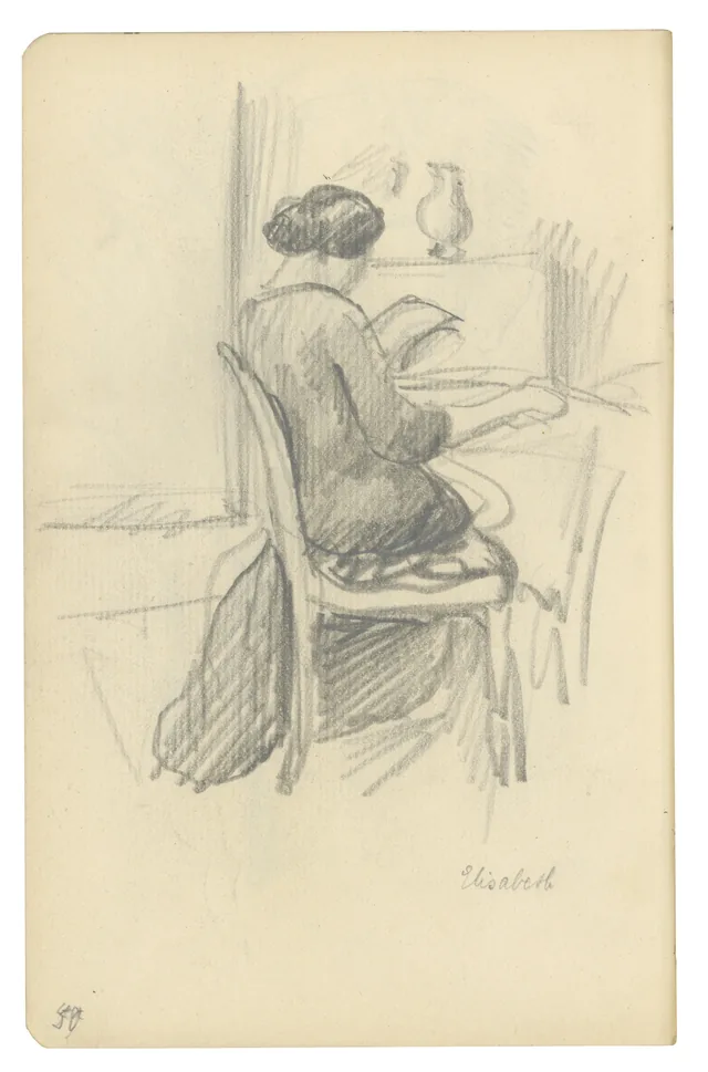 Sketchbook No. 30, p. 50: Elisabeth Macke at the Table