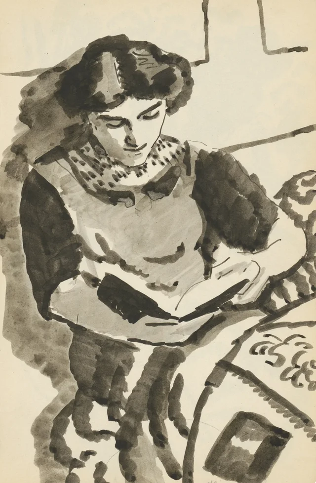 Carnet de croquis n° 46, p. 71 verso : Elisabeth lisant, August Macke